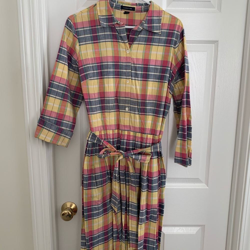 Lands End Madras Plaid Shirtdress